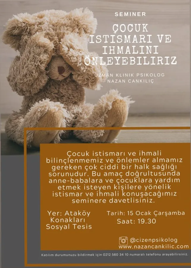 Çocuk istismarı ve ihmali semineri afişi